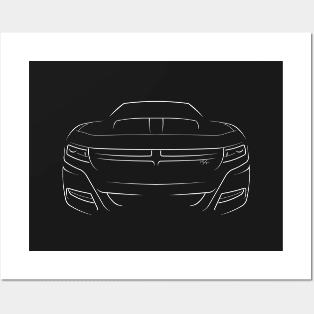 2015 Dodge Charger R/T - front Stencil, white Wall Art by mal_photography